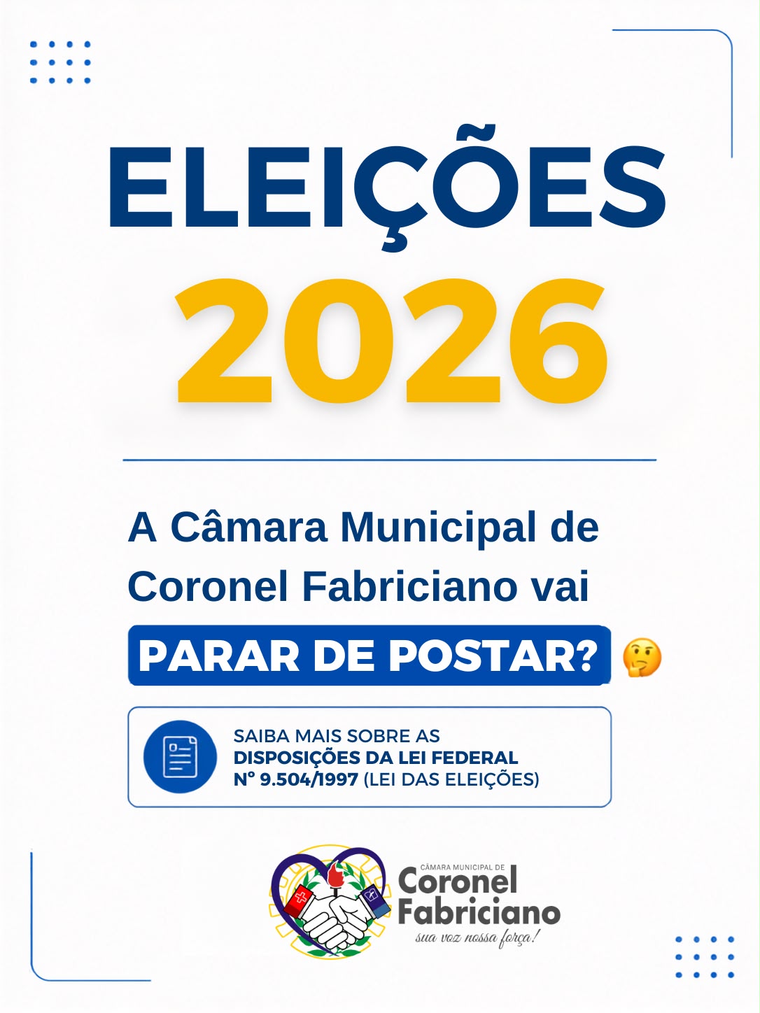 Orientações sobre as publicações no portal da Câmara no Período Eleitoral